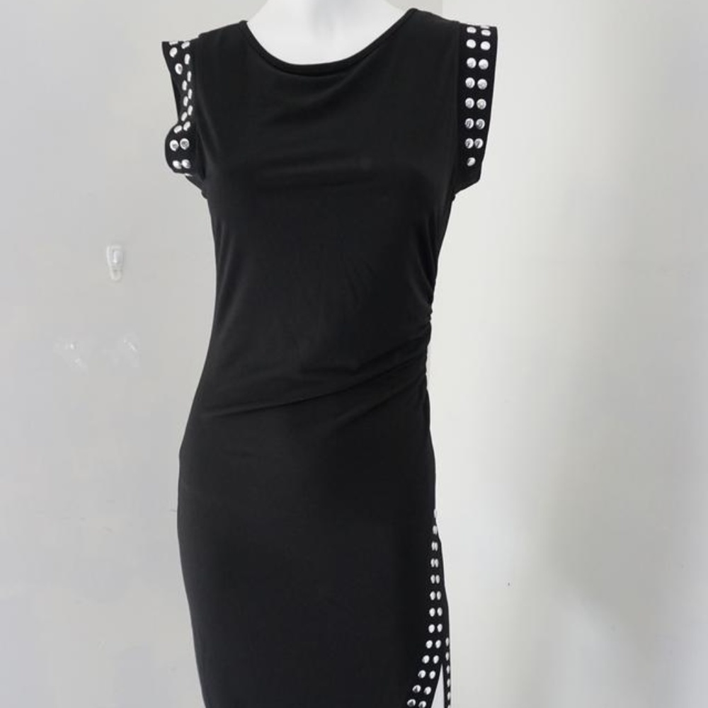 Michael Kors Black Silver Studded Sheath Dress